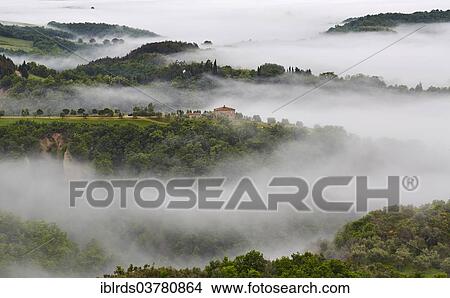"Fog in the valleys of the Crete Senesi, Chiusure, Tuscany, Italy, Europe" View Large Photo Image Picture - "Fog in the valleys of the Crete Senesi, Chiusure, Tuscany, Italy, Europe". Fotosearch