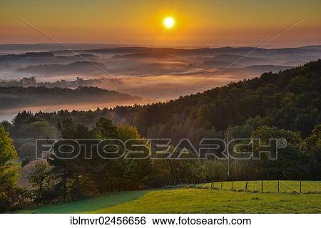 "Foggy mood at sunrise, Kulm, Eastern Styrian hill country, Austria, Europe" View Large Photo Image Stock Photograph - "Foggy mood at sunrise, Kulm, Eastern Styrian hill country, Austria, Europe". Fotosearch