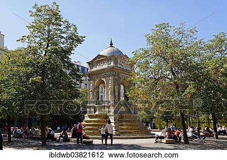 Stock Image - "Fontaine des Innocents or Fountain of the Innocents, 1st Arrondissement, Paris, France, Europe". Fotosearch