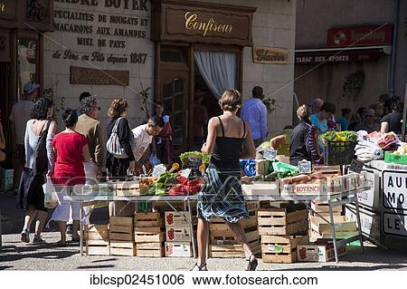 Stock Photograph - "Food market in Sault, Vaucluse, Provence, France, Europe". Fotosearch