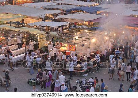 "Food stalls in the Djemaa el Fna market square, Marrakesh, Marrakesh-Tensift-El Haouz region, Morocco, Africa" View Large Photo Image Picture - "Food stalls in the Djemaa el Fna market square, Marrakesh, Marrakesh-Tensift-El Haouz region, Morocco, Africa". Fotosearch