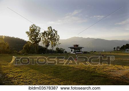 Stock Photo - "Football field of Mongar, Mongar, Mongar District, Bhutan, Asia". Fotosearch