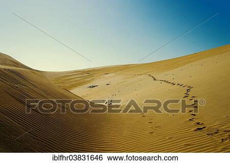 Stock Photograph - "Footprints in the sand dunes of Maspalomas, Gran Canaria, Canary Islands, Spain, Europe". Fotosearch