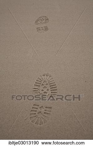 Stock Image - Footprints in the sand. Fotosearch