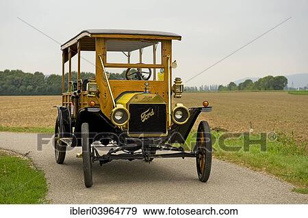 Stock Photo - "Ford Model T, built in 1910, 4 cylinder, 1056cc, 20 PS, 67 km/h, 680 kg". Fotosearch