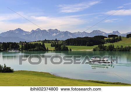 Stock Image - "Forggensee lake, Ostallgaeu district, Allgaeu, Swabia, Bavaria, Germany, Europe". Fotosearch