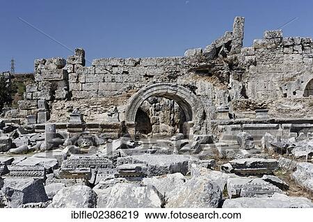 "Former baths, nymphaeum and spas in the excavation site in the ancient city of Perge, Aksu, Antalya, Turkish Riviera, Turkey, Asia" View Large Photo Image Stock Photo - "Former baths, nymphaeum and spas in the excavation site in the ancient city of Perge, Aksu, Antalya, Turkish Riviera, Turkey, Asia". Fotosearch