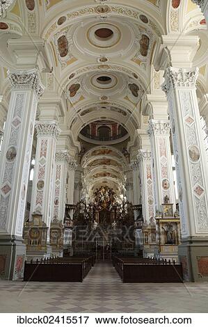 Former Cistercian monastery of Schoental Abbey, nave and alter of the Baroque abbey church, architect Leonhard Dientzenhofer, Schoental in Jagsttal Valley, Baden-Wuerttemberg, Germany, Europe View Large Photo Image Stock Photo - Former Cistercian monastery of Schoental Abbey, nave and alter of the Baroque abbey church, architect Leonhard Dientzenhofer, Schoental in Jagsttal Valley, Baden-Wuerttemberg, Germany, Europe. Fotosearch