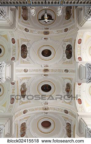 Former Cistercian monastery of Schoental Abbey, ceiling of the nave of the Baroque abbey church, architect Leonhard Dientzenhofer, Schoental in Jagsttal Valley, Baden-Wuerttemberg, Germany, Europe View Large Photo Image Stock Photo - Former Cistercian monastery of Schoental Abbey, ceiling of the nave of the Baroque abbey church, architect Leonhard Dientzenhofer, Schoental in Jagsttal Valley, Baden-Wuerttemberg, Germany, Europe. Fotosearch