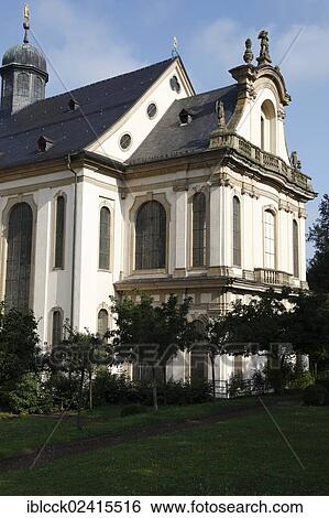 Former Cistercian monastery of Schoental Abbey, rear of the Baroque abbey church, architect Leonhard Dientzenhofer, Schoental in Jagsttal Valley, Baden-Wuerttemberg, Germany, Europe View Large Photo Image Stock Photograph - Former Cistercian monastery of Schoental Abbey, rear of the Baroque abbey church, architect Leonhard Dientzenhofer, Schoental in Jagsttal Valley, Baden-Wuerttemberg, Germany, Europe. Fotosearch