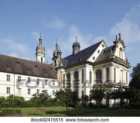 Former Cistercian monastery of Schoental Abbey, rear of the Baroque abbey church, architect Leonhard Dientzenhofer, Schoental in Jagsttal Valley, Baden-Wuerttemberg, Germany, Europe View Large Photo Image Stock Photography - Former Cistercian monastery of Schoental Abbey, rear of the Baroque abbey church, architect Leonhard Dientzenhofer, Schoental in Jagsttal Valley, Baden-Wuerttemberg, Germany, Europe. Fotosearch