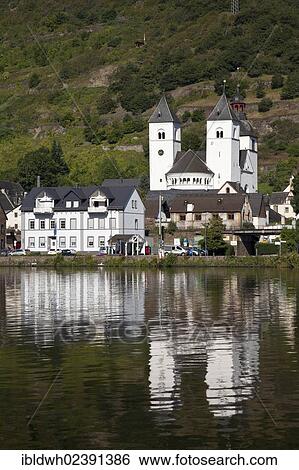 Stock Photograph - "Former collegiate and parish church of St. Castor, or Moseldom, Karden district, Treis-Karden, Moselle river, Rhineland-Palatinate, Germany, Europe, PublicGround, Europe". Fotosearch