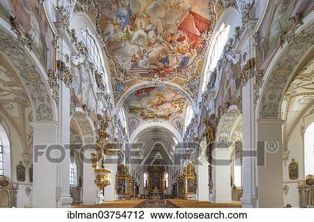 Stock Image - "Former Collegiate Church of St. John the Baptist, Steingaden, Pfaffenwinkel region, Upper Bavaria, Bavaria, Germany, Europe". Fotosearch