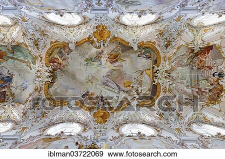 "Former Collegiate Church of the Nativity of Mary, ceiling fresco by Matthaeus Guenther, Rottenbuch, Pfaffenwinkel region, Upper Bavaria, Bavaria, Germany, Europe" View Large Photo Image Stock Photo - "Former Collegiate Church of the Nativity of Mary, ceiling fresco by Matthaeus Guenther, Rottenbuch, Pfaffenwinkel region, Upper Bavaria, Bavaria, Germany, Europe". Fotosearch