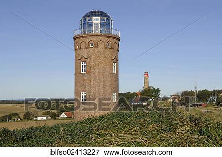 Former Marinepeilturm tower, with the new lighthouse in the distance, Cape Arkona, Ruegen Island, Mecklenburg-Western Pomerania, Germany, Europe View Large Photo Image Stock Photo - Former Marinepeilturm tower, with the new lighthouse in the distance, Cape Arkona, Ruegen Island, Mecklenburg-Western Pomerania, Germany, Europe. Fotosearch