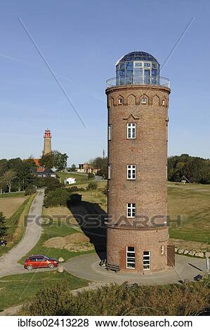 Former Marinepeilturm tower, with the new lighthouse in the distance, Cape Arkona, Ruegen Island, Mecklenburg-Western Pomerania, Germany, Europe View Large Photo Image Stock Photo - Former Marinepeilturm tower, with the new lighthouse in the distance, Cape Arkona, Ruegen Island, Mecklenburg-Western Pomerania, Germany, Europe. Fotosearch