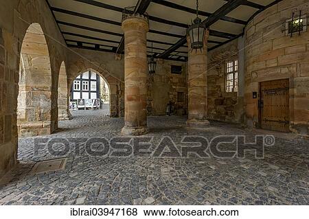 Stock Photo - "Former Market Hall below the Town Hall, Market Square, historic centre, Alsfeld, Hesse, Germany, Europe". Fotosearch