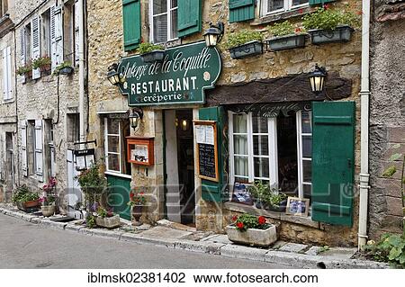 Stock Image - "Former pilgrims' inn, old Vezelay, Burgundy region, department of Yonne, France, Europe". Fotosearch
