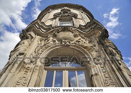 Stock Image - "Former Royal Bank Branch, Baroque-style Art Nouveau, 1905-1908, sculptors Martin Mosch and Gottlieb Eigensatz, today the Directorate of Forestry, Bayreuth, Bavaria, Germany, Europe". Fotosearch