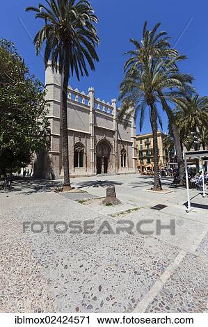Former Sa Llotja maritime trading exchange, Catalan Gothic facade, currently exhibitions space for arts and culture, Placa de la Llotja, old town, Ciutat Antiga, Palma de Mallorca, Majorca, Balearic Islands, Spain, Europe View Large Photo Image Stock Image - Former Sa Llotja maritime trading exchange, Catalan Gothic facade, currently exhibitions space for arts and culture, Placa de la Llotja, old town, Ciutat Antiga, Palma de Mallorca, Majorca, Balearic Islands, Spain, Europe. Fotosearch
