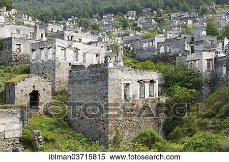 Stock Photography - "Formerly Greek ghost town, Kayakoy, Mugla Province, Aegean region, Turkey, Asia". Fotosearch