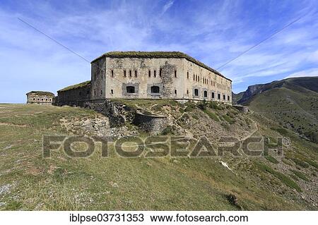 Stock Image - "Fort Central on Tenda Pass, Tende, Departement Alpes-Maritimes, Region Provence-Alpes-Cote dâ€™Azur, France, Europe". Fotosearch