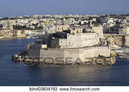 Stock Image - "Fort San Angelo, Vittoriosa, Birgu, Three Cities, Malta, Europe". Fotosearch