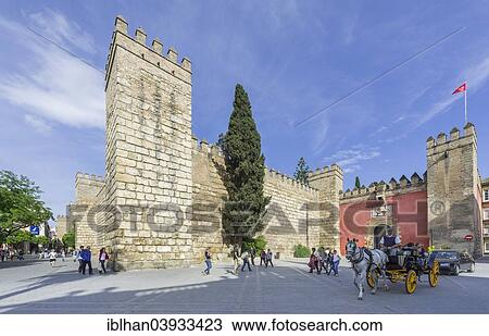"Fortification walls and entrance of the Alcazar Palace, Seville, Andalusia, Spain, Europe" View Large Photo Image Stock Image - "Fortification walls and entrance of the Alcazar Palace, Seville, Andalusia, Spain, Europe". Fotosearch