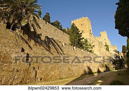 "Fortifications of the 14th century medieval palace of the Grand Master of the Knights of St John, Rhodes, UNESCO World Heritage Site, Greece, Europe" View Large Photo Image Stock Image - "Fortifications of the 14th century medieval palace of the Grand Master of the Knights of St John, Rhodes, UNESCO World Heritage Site, Greece, Europe". Fotosearch