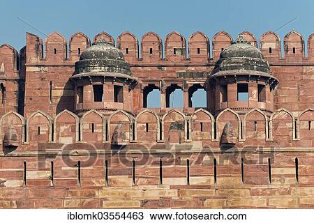 "Fortified outer walls with battlements and loopholes, Red Fort, Agra, Uttar Pradesh, India, Asia" View Large Photo Image Stock Image - "Fortified outer walls with battlements and loopholes, Red Fort, Agra, Uttar Pradesh, India, Asia". Fotosearch