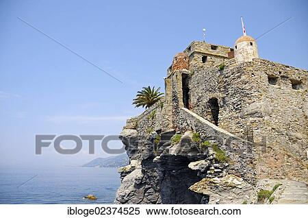 "Fortress Castello della Dragonara, Camogli, Riviera, Liguria, Italy, Europe" View Large Photo Image Stock Photography - "Fortress Castello della Dragonara, Camogli, Riviera, Liguria, Italy, Europe". Fotosearch