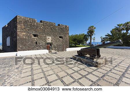 Stock Image - "Fortress Castillo San Felipe at Playa Jardin, Puerto de la Cruz, Tenerife, Canary Islands, Spain, Europe". Fotosearch