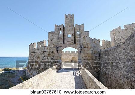 Stock Image - "Fortress, Rhodes, Rhodes Island, Aegean Sea, Greece, Europe". Fotosearch