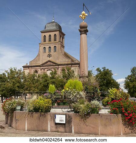 "Fountain and church on Emile Muller place, Neuf-Brisach, Alsace, France, Europe" View Large Photo Image Picture - "Fountain and church on Emile Muller place, Neuf-Brisach, Alsace, France, Europe". Fotosearch