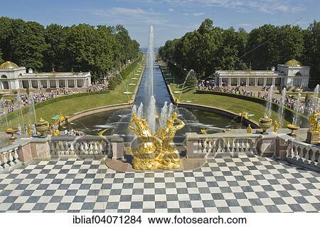 "Fountain and Grand Cascade, Grand Peterhof Palace, St. Petersburg, Russia, Europe" View Large Photo Image Picture - "Fountain and Grand Cascade, Grand Peterhof Palace, St. Petersburg, Russia, Europe". Fotosearch