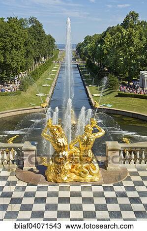"Fountain and Grand Cascade, Grand Peterhof Palace, St. Petersburg, Russia, Europe" View Large Photo Image Stock Image - "Fountain and Grand Cascade, Grand Peterhof Palace, St. Petersburg, Russia, Europe". Fotosearch