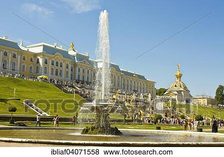 "Fountain and Grand Cascade, Grand Peterhof Palace, St. Petersburg, Russia, Europe" View Large Photo Image Stock Photo - "Fountain and Grand Cascade, Grand Peterhof Palace, St. Petersburg, Russia, Europe". Fotosearch