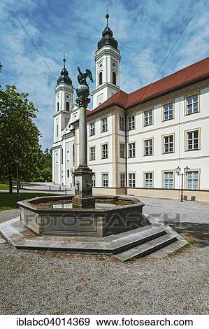 "Fountain and Irsee Abbey, Irsee, Bavaria, Germany, Europe" View Large Photo Image Stock Photo - "Fountain and Irsee Abbey, Irsee, Bavaria, Germany, Europe". Fotosearch