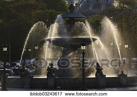 Stock Photo - "Fountain at the Place de la Concorde, Paris, Ile-de-France, France, Europe". Fotosearch