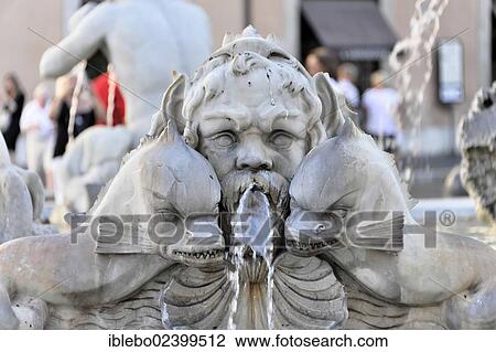 "Fountain figure, sea creature with fish and Triton, Fontana del Moro, Moor Fountain, Piazza Navona, Rome, Lazio, Italy, Europe" View Large Photo Image Stock Image - "Fountain figure, sea creature with fish and Triton, Fontana del Moro, Moor Fountain, Piazza Navona, Rome, Lazio, Italy, Europe". Fotosearch