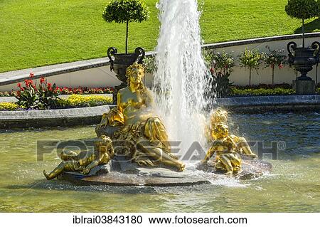 "Fountain figures Flora and puttos, Flora fountain with a water fountain, water parterre, palace gardens, Schloss Linderhof Palace, Upper Bavaria, Bavaria, Germany, Europe" View Large Photo Image Stock Image - "Fountain figures Flora and puttos, Flora fountain with a water fountain, water parterre, palace gardens, Schloss Linderhof Palace, Upper Bavaria, Bavaria, Germany, Europe". Fotosearch