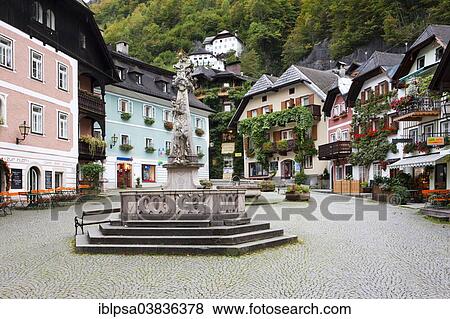 "Fountain, Hallstatt on Lake Hallstatt, UNESCO World Heritage Site, Salzkammergut, Alps, Upper Austria, Austria, Europe" View Large Photo Image Stock Photo - "Fountain, Hallstatt on Lake Hallstatt, UNESCO World Heritage Site, Salzkammergut, Alps, Upper Austria, Austria, Europe". Fotosearch