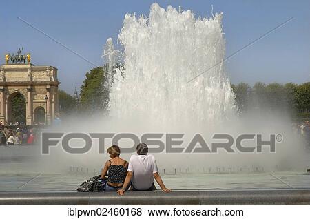 Stock Photo - "Fountain in front of the Louvre, Paris, France, Europe". Fotosearch