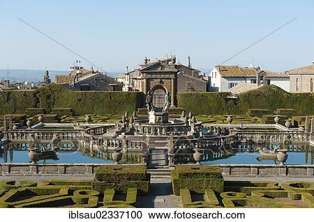 Stock Image - "Fountain, Italian Renaissance style garden, Mannerism, Villa Lante, Bagnaia, Viterbo, Lazio, Italy, Southern Europe, Europe". Fotosearch