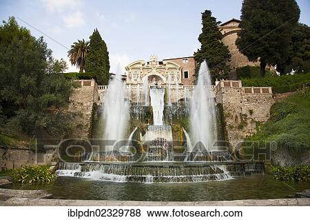 Stock Photo - "Fountain of Neptune and Organ at Villa d'Este, Tivoli, Lazio, Italy, Europe". Fotosearch
