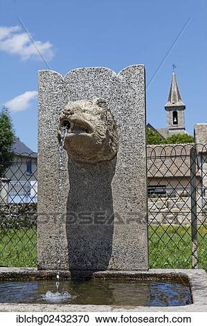 "Fountain of the Beast of Gevaudan, Bete du Gevaudan, village of Javols, Gevaudan, Margeride, Lozere, Languedoc-Roussillon, France, Europe" View Large Photo Image Stock Image - "Fountain of the Beast of Gevaudan, Bete du Gevaudan, village of Javols, Gevaudan, Margeride, Lozere, Languedoc-Roussillon, France, Europe". Fotosearch