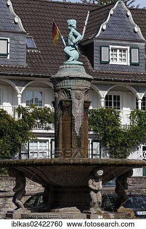 Fountain on the market square, historic residential area of Margarethenhoehe Garden City, Essen, Ruhr area, North Rhine-Westphalia, Germany, Europe View Large Photo Image Stock Image - Fountain on the market square, historic residential area of Margarethenhoehe Garden City, Essen, Ruhr area, North Rhine-Westphalia, Germany, Europe. Fotosearch