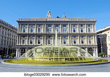 "Fountain on the Piazza de Ferrari, Palazzo della Regione Liguria at back, Altstadt, Innenstadt, Genua, Liguria, Italy, Europe" View Large Photo Image Stock Photography - "Fountain on the Piazza de Ferrari, Palazzo della Regione Liguria at back, Altstadt, Innenstadt, Genua, Liguria, Italy, Europe". Fotosearch