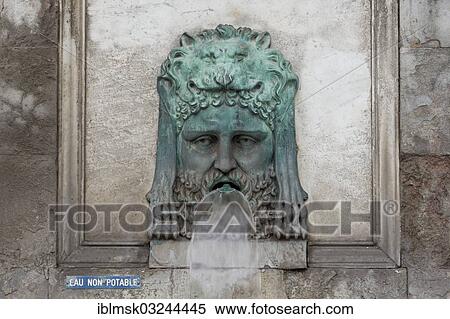 Stock Photography - "Fountain on the Place de la Republique, historic center, Arles, Departement Bouches-du-Rhone, Region Provence-Alpes-Cote dâ€™Azur dâ€™Azur, France, Europe". Fotosearch