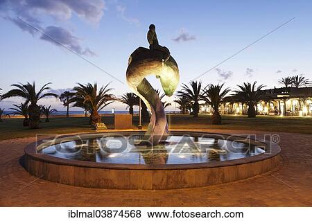 Stock Photo - "Fountain on the Plaza del Faro, Maspalomas, Gran Canaria, Canary Islands, Spain, Europe". Fotosearch